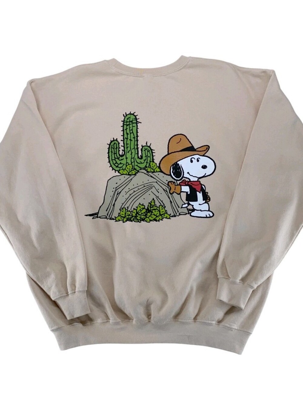 Peanuts Snoopy Cowboy Sheriff In Desert Cactus Graphic Sweatshirt Medium